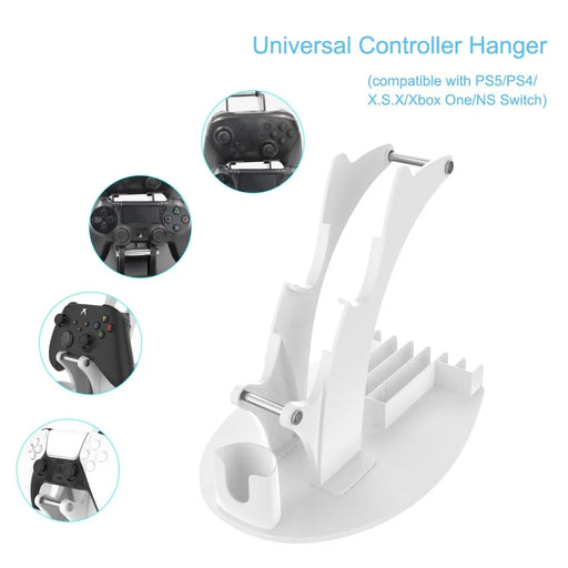 JYS-P5128 Dual Game Controller Holder for Nintendo Switch Pro PS5 PS4 Xbox Series S X One Headphone Stand Game Disc Rack - White - 2