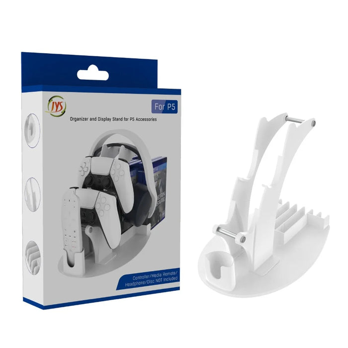 JYS-P5128 Dual Game Controller Holder for Nintendo Switch Pro PS5 PS4 Xbox Series S X One Headphone Stand Game Disc Rack - White - 6
