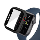 WANLONFENG For Apple Watch Series 8 41mm / Apple Watch Series 7 41mm / Apple Watch Series 9 41mm Watch Case  PC Frame Cover with Tempered Glass Screen Protector - Black - 1