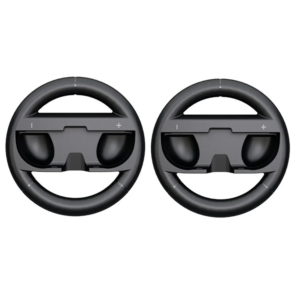 S202 For Nintendo Switch 2 Joy-Con 2Pcs Racing Steering Wheel Grip Handle Game Controller Accessory - Black+Black - 1