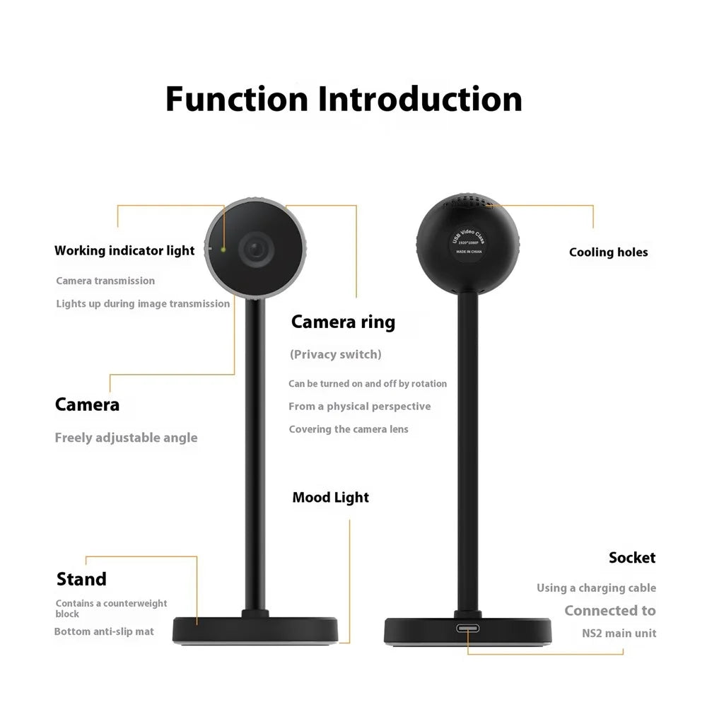 For Nintendo Switch 2 Game Console Wide Angle Lens 1080P Video Chat Camera with Ambient Light - 2