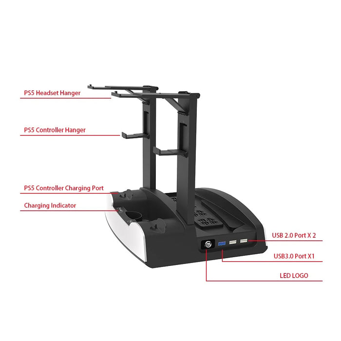 JYS-P5122 Multifunctional Charger Stand Cooling Fan Base for PS5 Game Console - 5