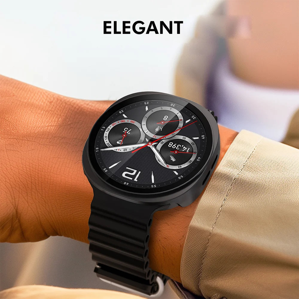 ENKAY HAT PRINCE For Samsung Galaxy Watch8 40mm Watch Case   Rubberized Hard PC Cover with Tempered Glass - Rose Pink - 5