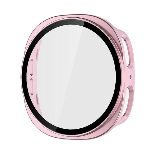 ENKAY HAT PRINCE For Samsung Galaxy Watch8 44mm Watch Case   Rubberized Hard PC Cover with Tempered Glass - Rose Pink - 1