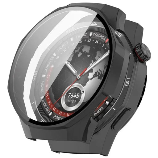 WANLONFENG For Huawei Watch GT 5 Pro 46mm Watch Case  PC Frame Cover with Tempered Glass Screen Protector - Black - 1