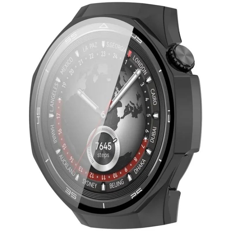 WANLONFENG For Huawei Watch GT 5 Pro 46mm Watch Case  PC Frame Cover with Tempered Glass Screen Protector - Black - 2