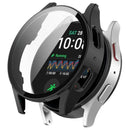 WANLONFENG For Samsung Galaxy Watch7 40mm Watch Case  PC Frame Cover with Tempered Glass Screen Protector - Black - 1