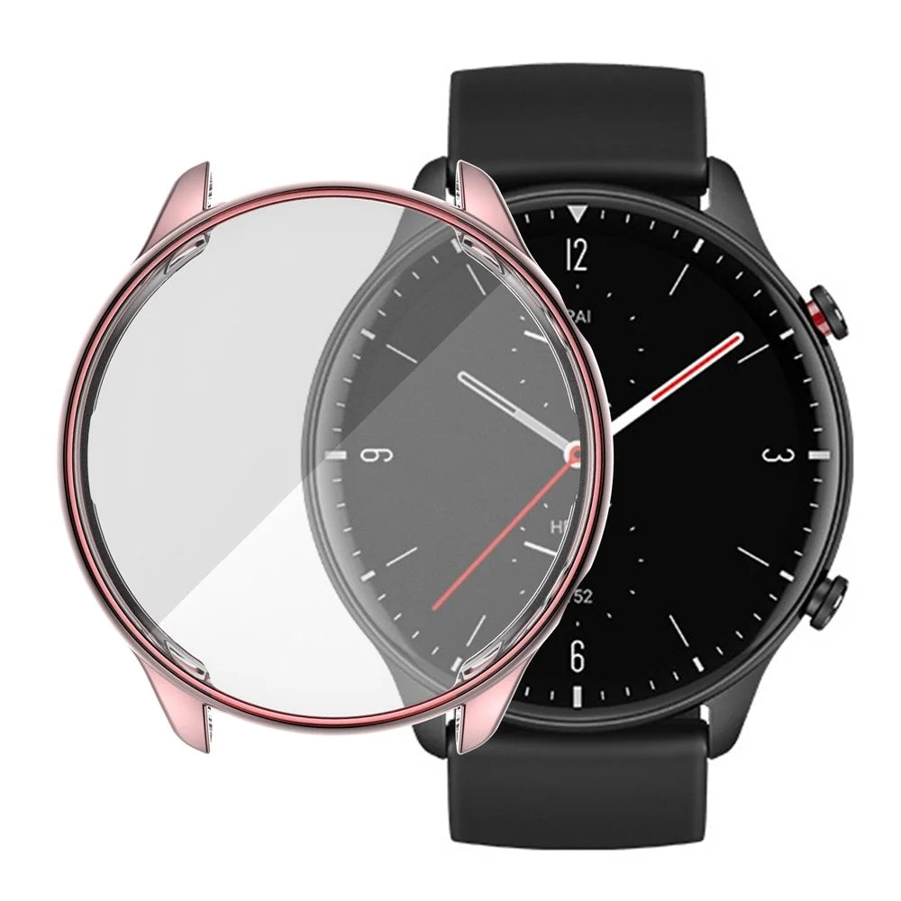 Soft TPU Electroplated Anti-Scratch Smart Watch Frame Case Cover for Huami Amazfit GTR2 - Pink - 1