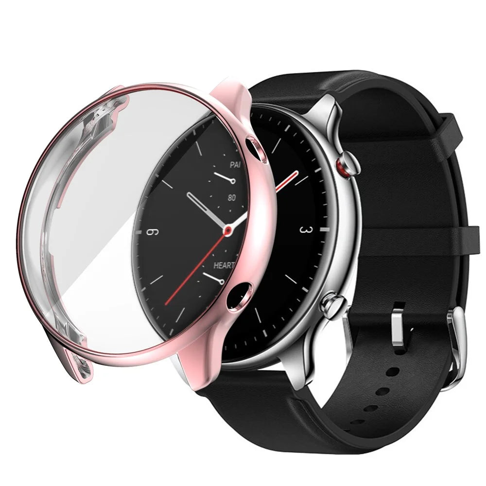 Soft TPU Electroplated Anti-Scratch Smart Watch Frame Case Cover for Huami Amazfit GTR2 - Pink - 4