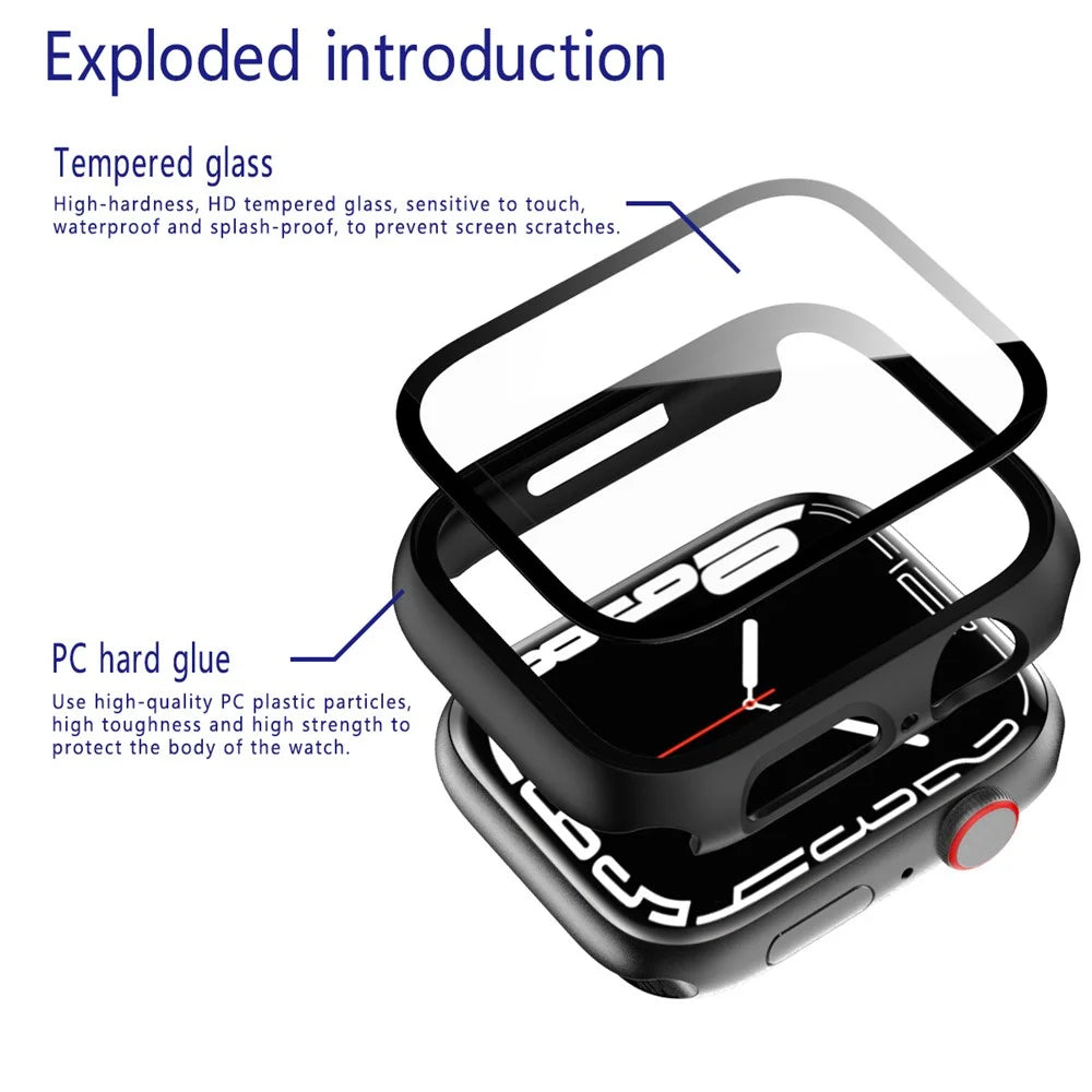 Watch Case For Apple Watch Series 3 42mm  /  2 42mm  /  1 42mm Matte Rubberized PC Frame with Tempered Glass Screen Protector - Black - 5