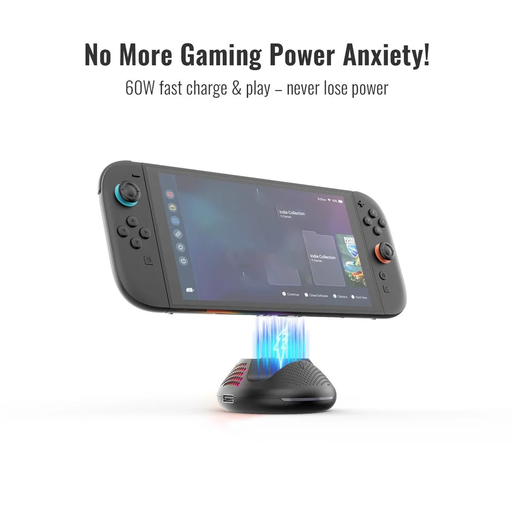JYS-NS2289 For Nintendo Switch 2 Portable TV Dock Video Converter Stand with Gigabit Ethernet Port and RGB Ambient Light - 7