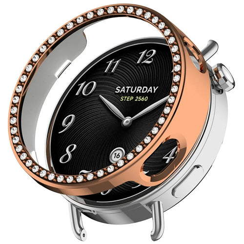 For Xiaomi Watch S4 41mm PC Case Rhinestone Decor Smartwatch Protective Cover - Rose Gold - 1