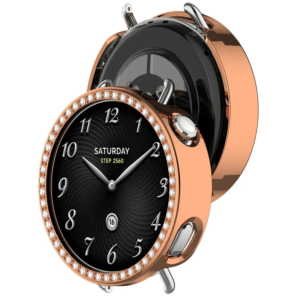 For Xiaomi Watch S4 41mm PC Case Rhinestone Decor Smartwatch Protective Cover - Rose Gold - 2