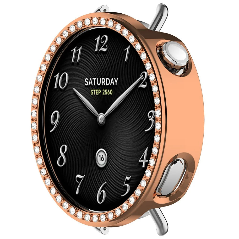 For Xiaomi Watch S4 41mm PC Case Rhinestone Decor Smartwatch Protective Cover - Rose Gold - 3