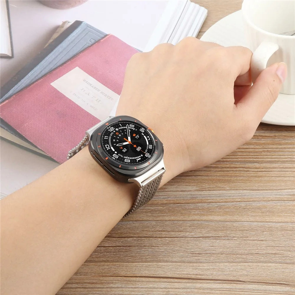 For Samsung Galaxy Watch Ultra2 47mm / Watch Ultra (2025) 47mm / Watch Ultra 47mm Metal Smartwatch Band Magnetic Buckle Wrist Strap - Black - 5