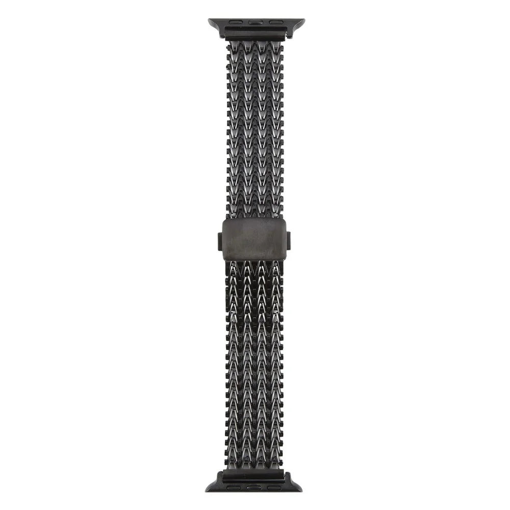 Metal Smartwatch Band for Apple Watch Ultra 3 2 1 49mm / Series 11 10 46mm / 9 8 7 45mm / SE3 SE2 SE 6 5 4 44mm / 3 2 1 42mm Magnetic Buckle Wrist Strap - Black - 3
