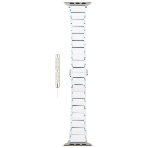 Watch Band for Apple Watch Series 11 10 42mm / 9 8 7 41mm / SE3 SE2 SE 6 5 4 40mm / 3 2 1 38mm Ceramic + Metal 18mm Butterfly Buckle Wrist Strap - White - 1