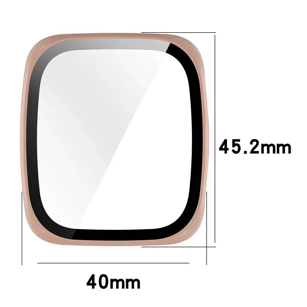 For Huami Amazfit Active 2 Square Hard PC Watch Case with Tempered Glass Screen Film - Pink - 6