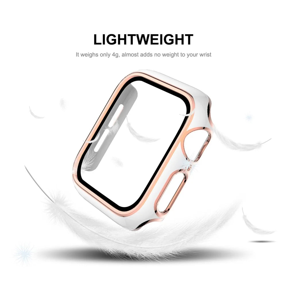 ENKAY HAT PRINCE Electroplating PC Cover + Tempered Glass Watch Protector Set for Watch Series SE3 / SE2 / SE1 /  6 / 5 / 4 40mm - White / Silver - 5