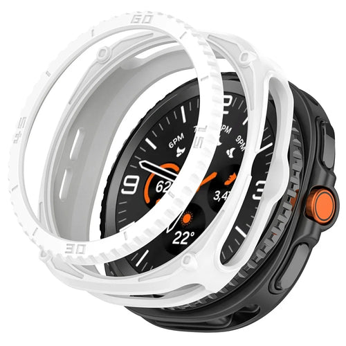For Samsung Galaxy Watch8 Classic 46mm TPU Protective Watch Case with Protective Ring - White - 1