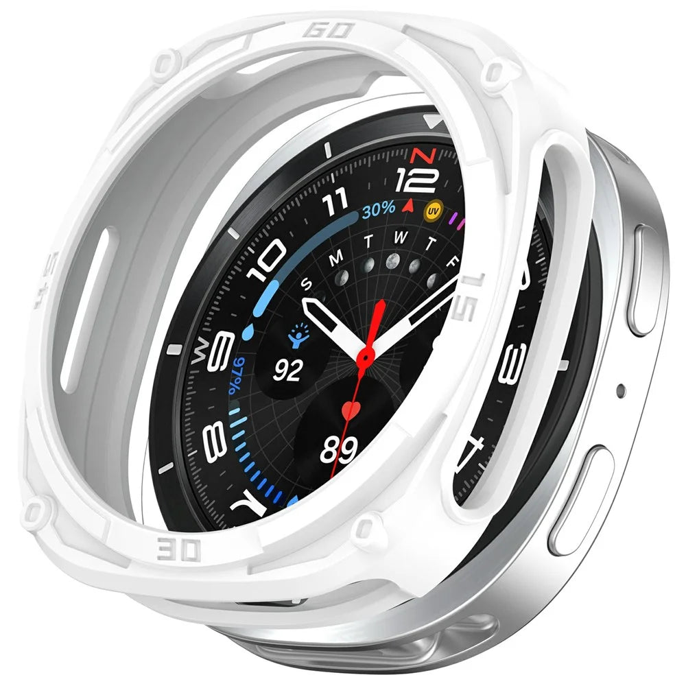 For Samsung Galaxy Watch8 40mm Soft TPU Watch Case Hollow Shockproof Bumper Frame - White - 1