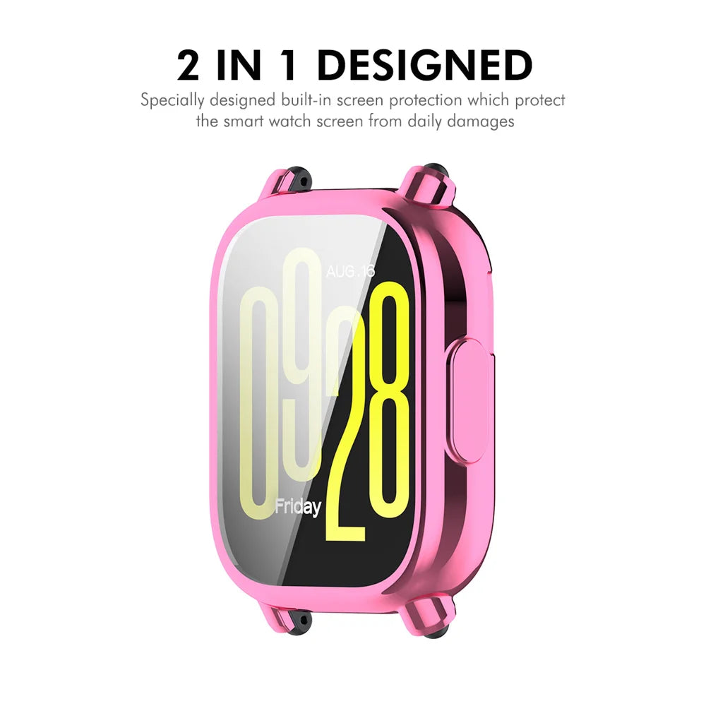 ENKAY HAT PRINCE For Xiaomi Redmi Watch 5 Active TPU Watch Case   Electroplating Watch Cover with Screen Protector - Pink - 3