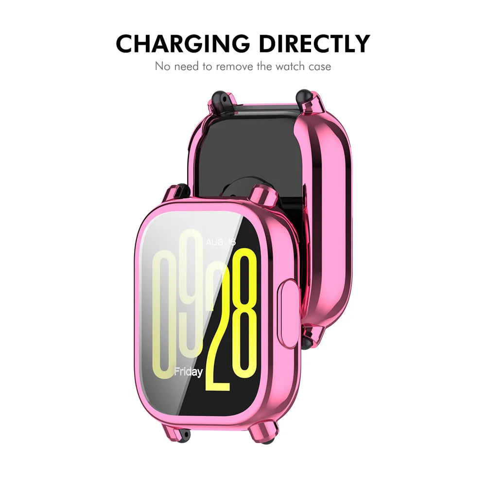 ENKAY HAT PRINCE For Xiaomi Redmi Watch 5 Active TPU Watch Case   Electroplating Watch Cover with Screen Protector - Pink - 4