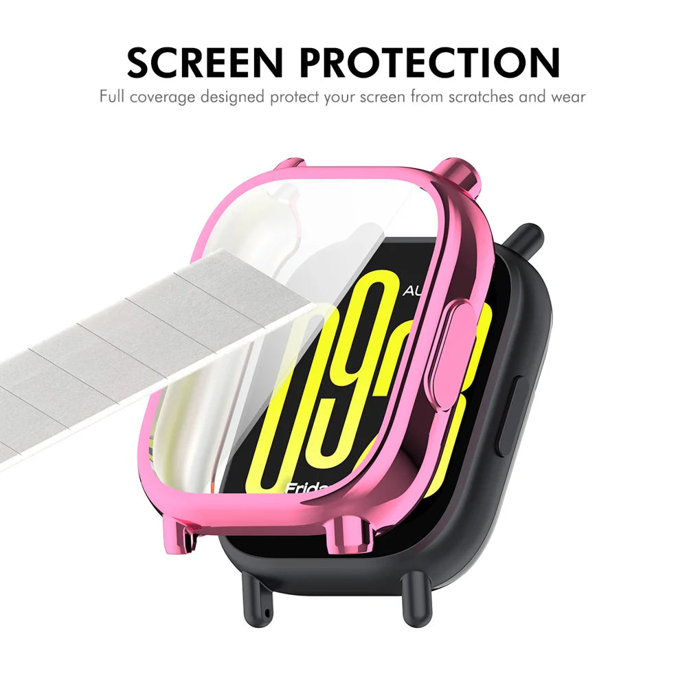 ENKAY HAT PRINCE For Xiaomi Redmi Watch 5 Active TPU Watch Case   Electroplating Watch Cover with Screen Protector - Pink - 5