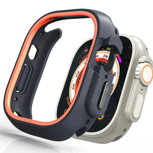 For Apple Watch Ultra 3 / Ultra 2 / Ultra 49mm Watch Case Dual Color PC Protective Frame - Orange - 1