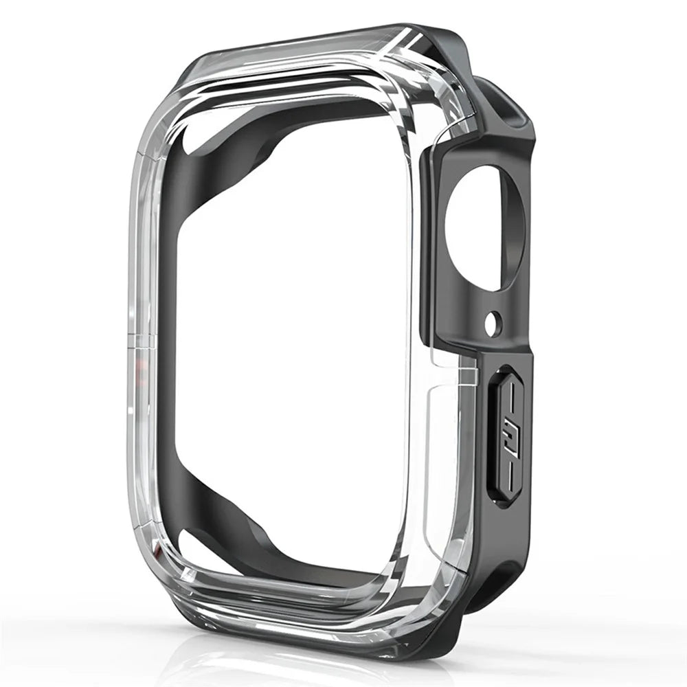 Watch Case for Apple Watch Series 9 / 8 / 7 45mm / SE3 / SE2 / SE1 /  6 / 5 / 4 44mm  Dual Color PC TPU Protective Frame - Transparent+Black - 4