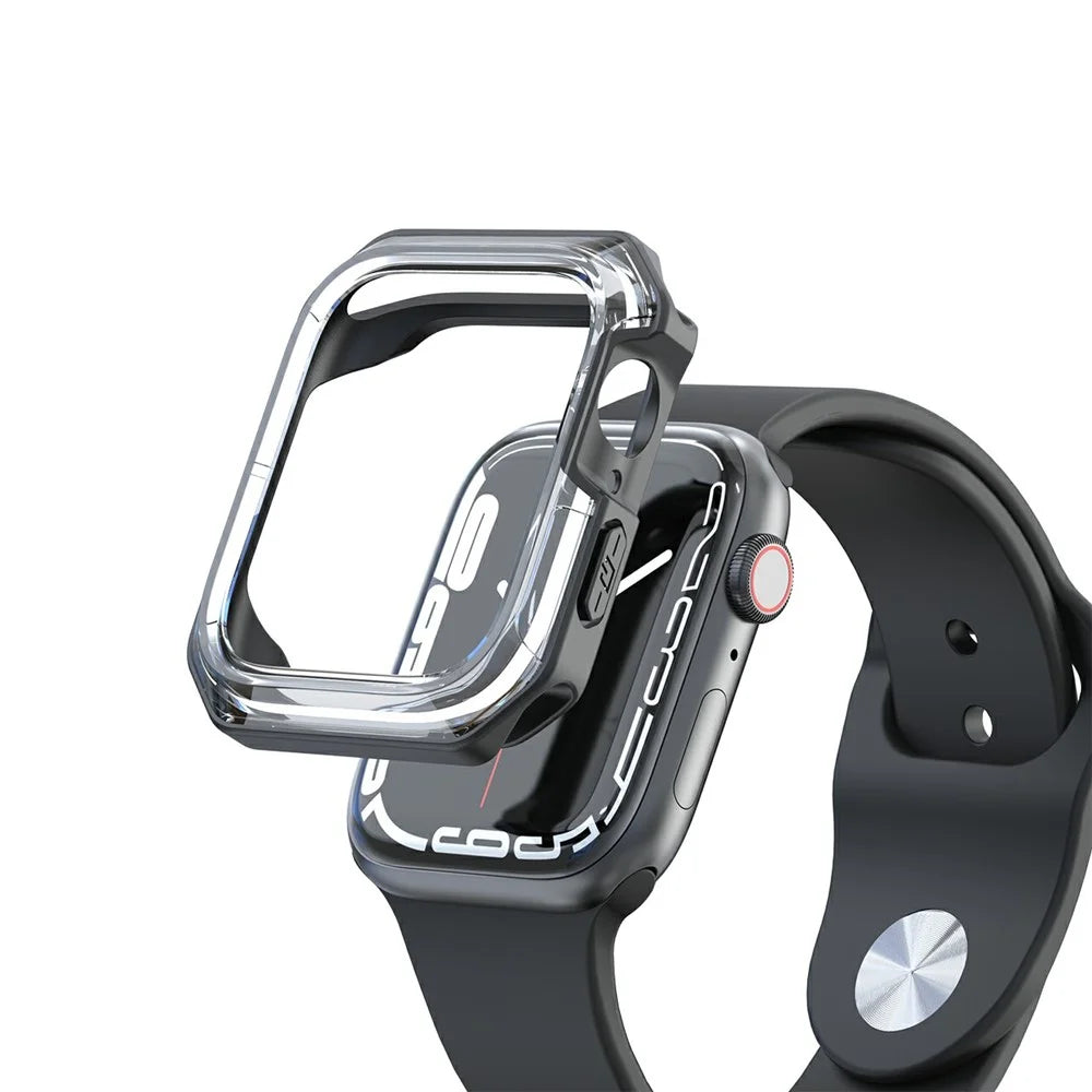 Watch Case for Apple Watch Series 9 / 8 / 7 45mm / SE3 / SE2 / SE1 /  6 / 5 / 4 44mm  Dual Color PC TPU Protective Frame - Transparent+Black - 6