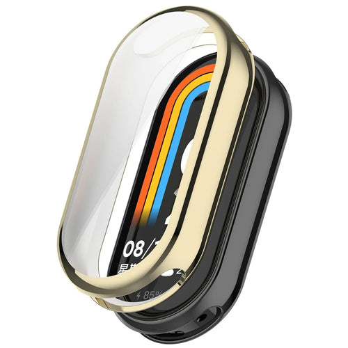 For Xiaomi Smart Band 10 Ceramic / 9 Ceramic / 8 Watch Case Electroplating Full Wrapped TPU Cover - Light Gold - 1