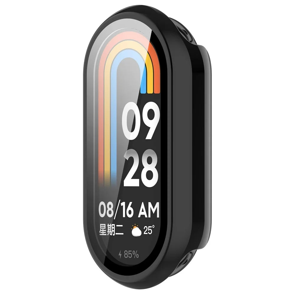 For Xiaomi Smart Band 10 / 10 NFC Watch Case PC Frame Cover with Tempered Glass Screen Film - Black - 3
