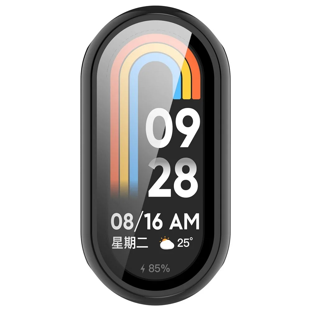 For Xiaomi Smart Band 10 / 10 NFC Watch Case PC Frame Cover with Tempered Glass Screen Film - Black - 6