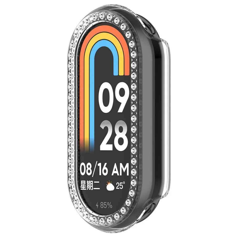 For Xiaomi Smart Band 10 / 10 NFC Clear Watch Case Rhinestone Decorative Hollow Design PC Watch Cover - 3
