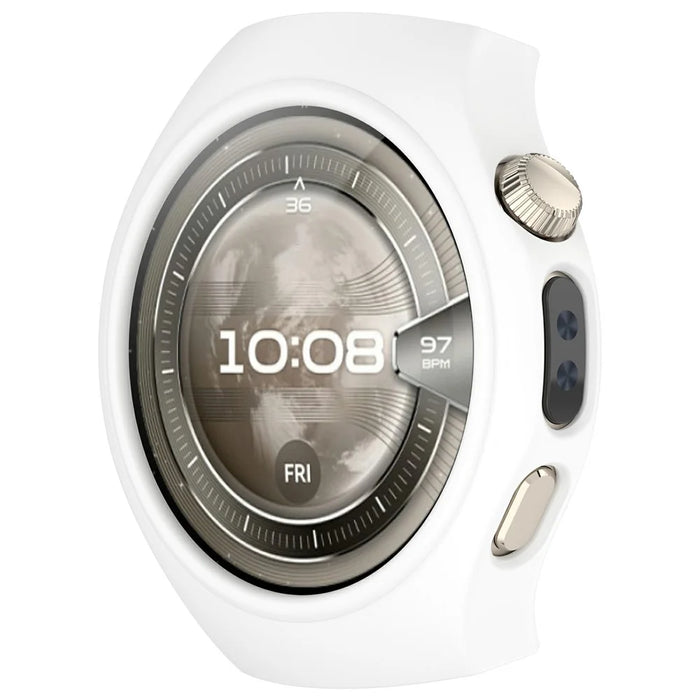 For Huawei Watch 5 42mm Watch Case Soft Silicone Hollow Watch Frame Cover - White - 3