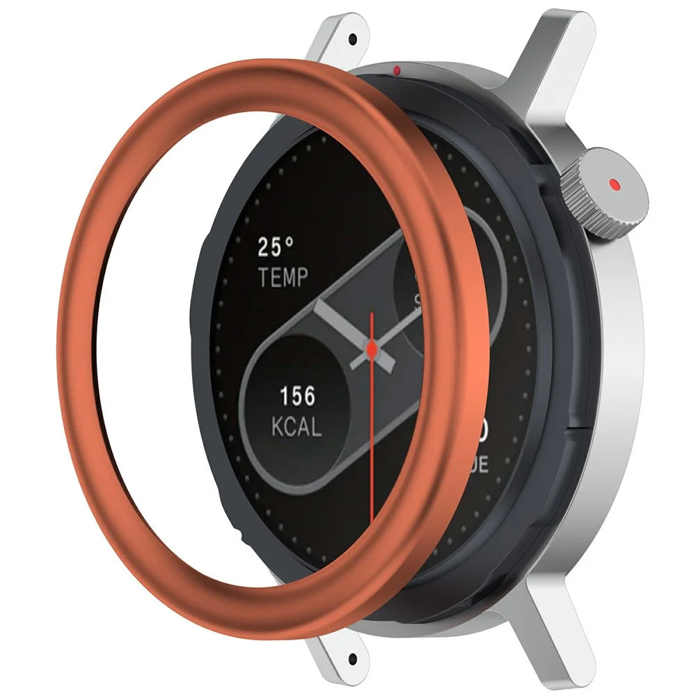For Nothing CMF Watch Pro 2 Metal Watch Bezel with Screen Protector Round Arc Design Smartwatch Ring - Orange - 2