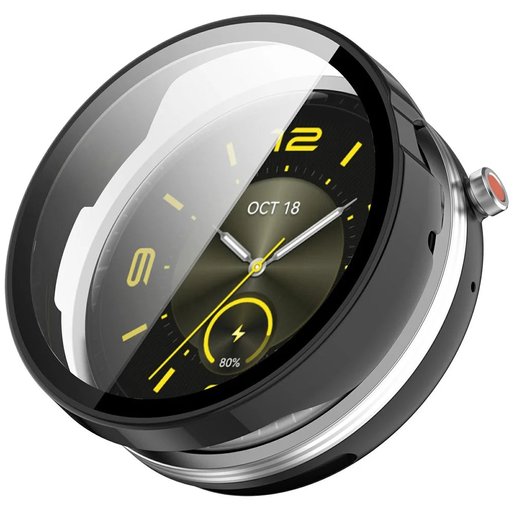 For Honor Watch Fit Elegant Edition Watch Case PC Frame Cover with Tempered Glass Screen Film - Black - 1