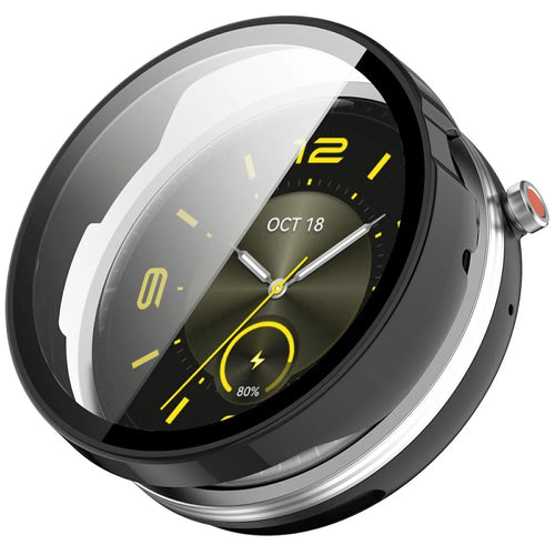 For Honor Watch Fit Elegant Edition Watch Case PC Frame Cover with Tempered Glass Screen Film - Black - 1