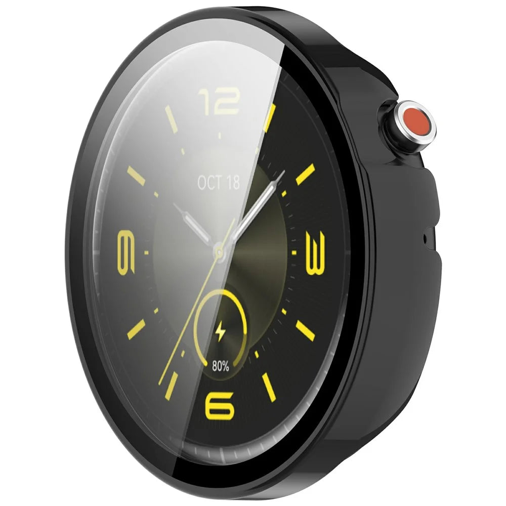 For Honor Watch Fit Elegant Edition Watch Case PC Frame Cover with Tempered Glass Screen Film - Black - 3