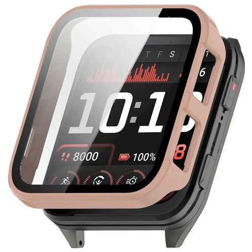 For Garmin Venu X1 Watch Case PC Frame Cover with Tempered Glass Screen Film - Pink - 1