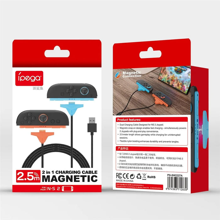 IPEGA PG-SW2227A 2.5m 2 in 1 Magnetic Splitter Charging Cable for Nintendo Switch 2 Left and Right Joy-Con - 6