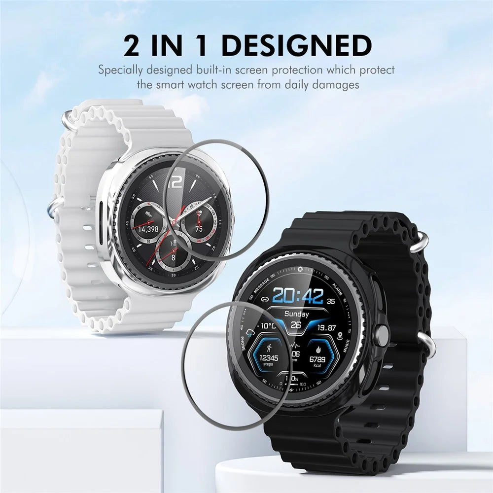 ENKAY HAT PRINCE For Samsung Galaxy Watch8 Classic 46mm Case with PMMA Screen Film TPU Watch Cover - Black - 3