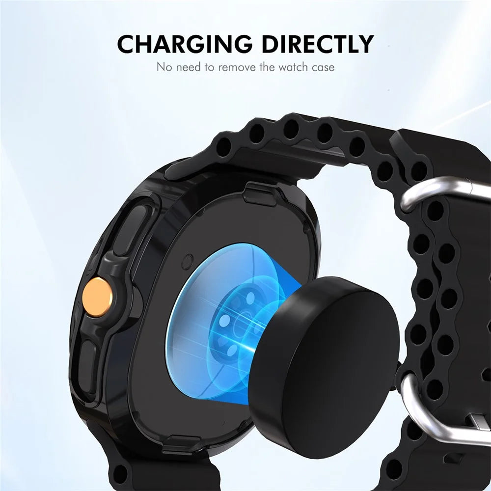 ENKAY HAT PRINCE For Samsung Galaxy Watch8 Classic 46mm Case with PMMA Screen Film TPU Watch Cover - Black - 4
