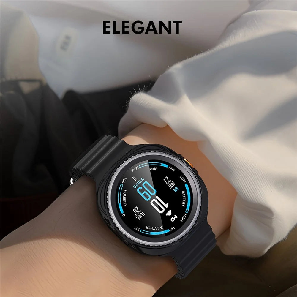 ENKAY HAT PRINCE For Samsung Galaxy Watch8 Classic 46mm Case with PMMA Screen Film TPU Watch Cover - Black - 7
