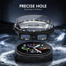 ENKAY HAT PRINCE For Samsung Galaxy Watch8 40mm Case with PMMA Screen Film Rhinestone Decor PC Watch Cover - Black - 5