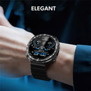 ENKAY HAT PRINCE For Samsung Galaxy Watch8 40mm Case with PMMA Screen Film Rhinestone Decor PC Watch Cover - Black - 7