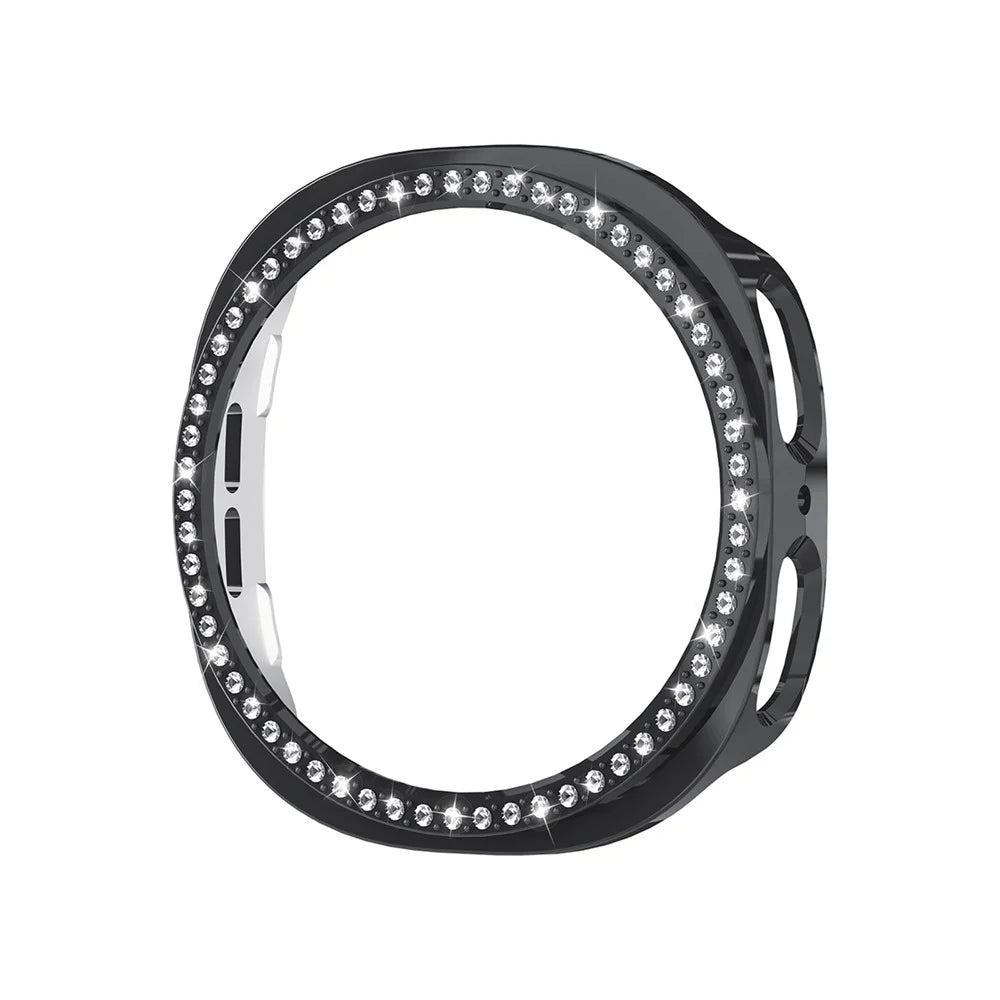 ENKAY HAT PRINCE For Samsung Galaxy Watch8 44mm Case with PMMA Screen Film Rhinestone Decor PC Watch Cover - Black - 2