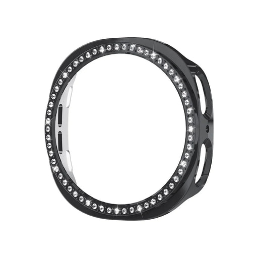 ENKAY HAT PRINCE For Samsung Galaxy Watch8 44mm Case with PMMA Screen Film Rhinestone Decor PC Watch Cover - Black - 2