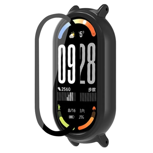 For Xiaomi Smart Band 10 NFC /  Band 10 Watch Case PC Cover with Tempered Glass Screen Film - Black - 1